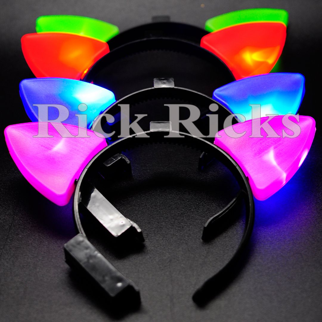 12 Cat Ears LED Headbands Light Up Party Rave Wear Costume Fox Flashing